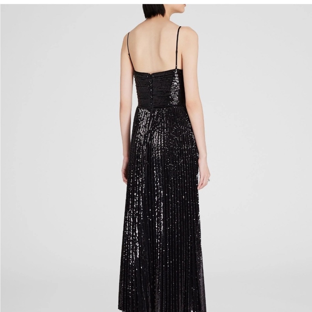 Club Monaco Black Sequin Pleated Maxi Dress ✨ size 8 - Picture 2 of 9
